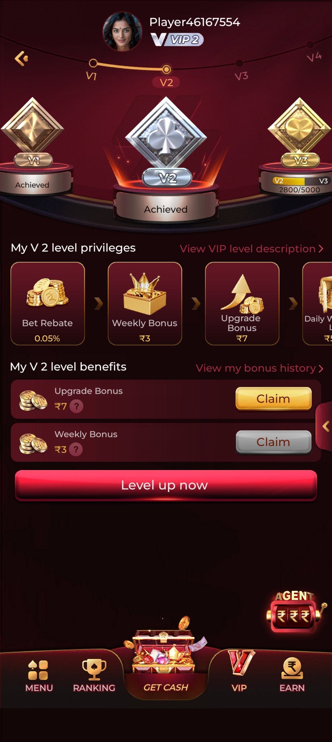 IC7 Game app screenshot — the live dealer game selection